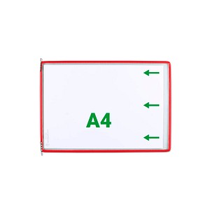 20 tarifold Sichttafeln mit 5 Aufsteckreitern DIN A4 quer rot, Öffnung seitlich