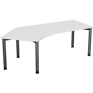 geramöbel Flex höhenverstellbarer Schreibtisch lichtgrau, anthrazit L-Form, 5-Fuß-Gestell grau 216,6 x 113,0 cm