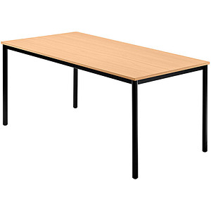 HAMMERBACHER Konferenztisch VDR16 buche rechteckig, Rundrohr schwarz, 160,0 x 80,0 x 72,0 cm