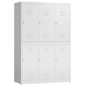 ClassiX Spind signalweiß X-523237, 6 Schließfächer 118,5 x 50,0 x 180,0 cm