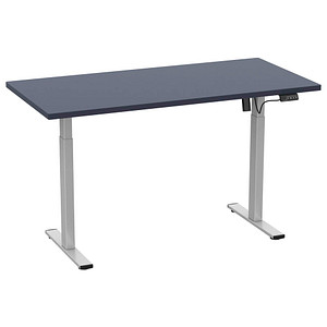 VCM my office Lona elektrisch höhenverstellbarer Schreibtisch anthrazit rechteckig, T-Fuß-Gestell silber 140,0 x 80,0 cm