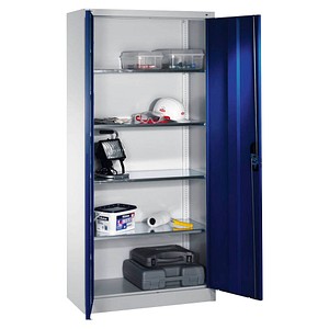 CP Stahlschrank 08920-00 S10098 lichtgrau, enzianblau 4 Fachböden 93,0 x 40,0 x 195,0 cm, aufgebaut, 1 St.