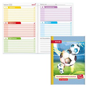 ROTH Hausaufgabenheft Fußball Klipp & Klar liniert DIN A5 ohne Rand, 96 Blatt, 1 St.