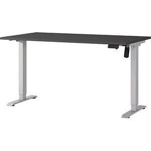 GERMANIA Boras höhenverstellbarer Schreibtisch grafit rechteckig, T-Fuß-Gestell silber 140,0 x 80,0 cm