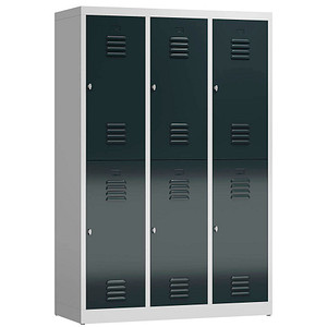 ClassiX Spind anthrazit, lichtgrau X-523238, 6 Schließfächer 118,5 x 50,0 x 180,0 cm