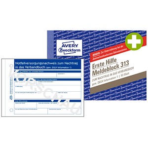 AVERY Zweckform Erste Hilfe Meldeblock Formularbuch 313, 1 St.