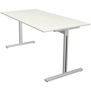 Kerkmann Form 1 Schreibtisch weiß rechteckig, T-Fuß-Gestell silber 160,0 x 80,0 cm