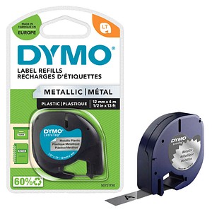 DYMO Schriftband LetraTag 91228 S0721730, 12 mm, schwarz auf silber, 1 St.