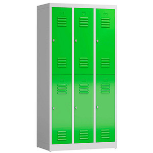 ClassiX Spind gelbgrün, lichtgrau X-520235, 6 Schließfächer 87,0 x 50,0 x 180,0 cm