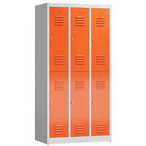 ClassiX Spind feuerrot, lichtgrau X-520234, 6 Schließfächer 87,0 x 50,0 x 180,0 cm