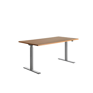 Topstar E-Table elektrisch höhenverstellbarer Schreibtisch buche rechteckig, T-Fuß-Gestell grau 160,0 x 80,0 cm