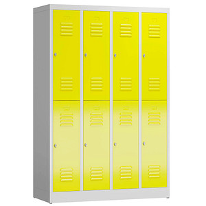 ClassiX Spind lichtgrau, zinkgelb X-520246, 8 Schließfächer 118,5 x 50,0 x 180,0 cm