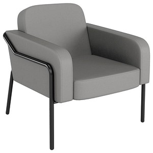 medso powered by PAPERFLOW Sessel MEDSO L Rund grau schwarz Kunstleder 75,0 x 74,3 x 73,6 cm, 1 St.