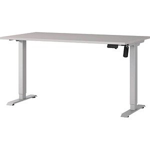 GERMANIA Boras höhenverstellbarer Schreibtisch kaschmir rechteckig, T-Fuß-Gestell silber 140,0 x 80,0 cm