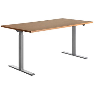 Topstar E-Table elektrisch höhenverstellbarer Schreibtisch buche rechteckig, T-Fuß-Gestell grau 160,0 x 80,0 cm