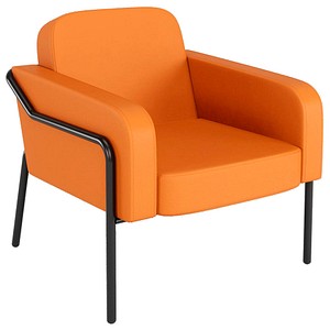 medso powered by PAPERFLOW Sessel MEDSO L Rund orange schwarz Kunstleder 75,0 x 74,3 x 73,6 cm, 1 St.
