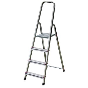 KRAUSE Stehleiter einseitig CORDA silber 4 Stufen, H: 150,0 cm