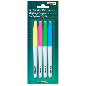 STANGER Eraser Textmarker farbsortiert, 4 St.
