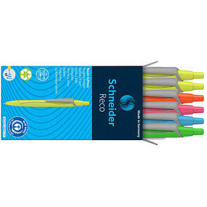 Schneider Kugelschreiber Reco farbsortiert Schreibfarbe blau, 6 St.