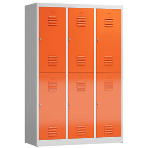 ClassiX Spind feuerrot, lichtgrau X-523234, 6 Schließfächer 118,5 x 50,0 x 180,0 cm
