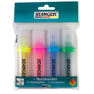 STANGER transparent Textmarker farbsortiert, 4 St.