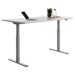 AKTION: Topstar E-Table elektrisch höhenverstellbarer Schreibtisch lichtgrau rechteckig, T-Fuß-Gestell grau 160,0 x 80,0 cm