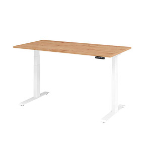 HAMMERBACHER XDKB16 elektrisch höhenverstellbarer Schreibtisch asteiche rechteckig, C-Fuß-Gestell weiß 160,0 x 80,0 cm