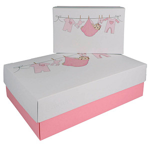 2 BUNTBOX Baby Girl M & L Geschenkboxen-Set weiß