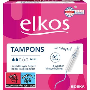 elkos Tampons MINI für leichte Periode, 64 St.