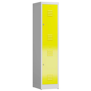 ClassiX Spind lichtgrau, zinkgelb X-523216, 2 Schließfächer 41,5 x 50,0 x 180,0 cm