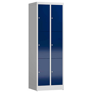 ClassiX Schließfachschrank enzianblau, lichtgrau X-520321, 6 Schließfächer 59,0 x 50,0 x 180,0 cm