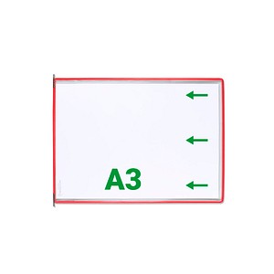 10 tarifold Sichttafeln mit 5 Aufsteckreitern DIN A3 quer rot, Öffnung seitlich