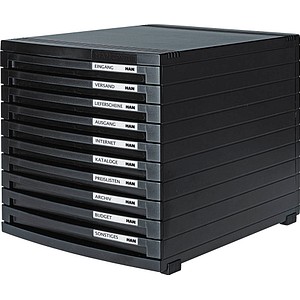 HAN Schubladenbox Contur  schwarz 1510-13, DIN B4 mit 10 Schubladen