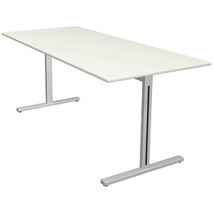 Kerkmann Form 1 Schreibtisch weiß rechteckig, T-Fuß-Gestell silber 180,0 x 80,0 cm