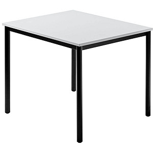 HAMMERBACHER Konferenztisch VDR08 lichtgrau quadratisch, Rundrohr schwarz, 80,0 x 80,0 x 72,0 cm
