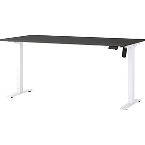 GERMANIA Boras höhenverstellbarer Schreibtisch grafit rechteckig, T-Fuß-Gestell weiß 160,0 x 80,0 cm