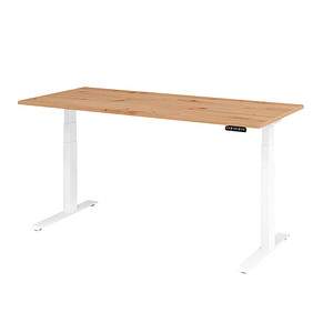 HAMMERBACHER XDKB19 elektrisch höhenverstellbarer Schreibtisch asteiche rechteckig, C-Fuß-Gestell weiß 180,0 x 80,0 cm