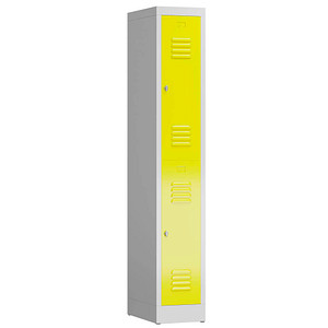 ClassiX Spind lichtgrau, zinkgelb X-520216, 2 Schließfächer 31,0 x 50,0 x 180,0 cm