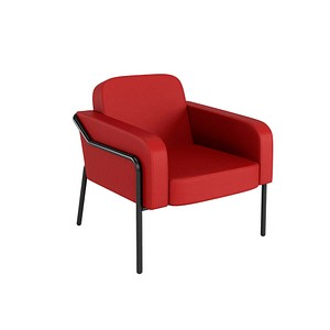 medso powered by PAPERFLOW Sessel MEDSO L Rund rot schwarz Kunstleder 75,0 x 74,3 x 73,6 cm, 1 St.