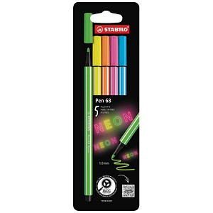 STABILO Pen 68 NEON Filzstifte farbsortiert, 5 St.