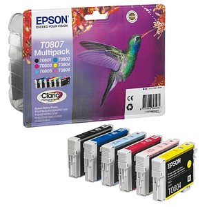 6 EPSON T0807 schwarz, cyan, magenta, gelb, light cyan, light magenta Tintenpatronen 6 EPSON T0807 schwarz, cyan, magenta, gelb, light cyan, light magenta Tintenpatronen