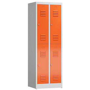 ClassiX Spind feuerrot, lichtgrau X-520224, 4 Schließfächer 59,0 x 50,0 x 180,0 cm