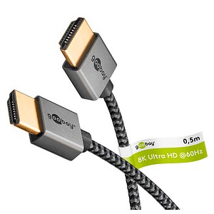 goobay Slim Ultra High-Speed HDMI-Kabel mit Ethernet 0,5 m schwarz, 1 St.