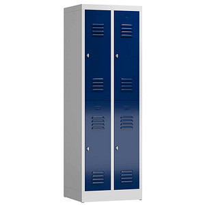 ClassiX Spind enzianblau, lichtgrau X-520221, 4 Schließfächer 59,0 x 50,0 x 180,0 cm