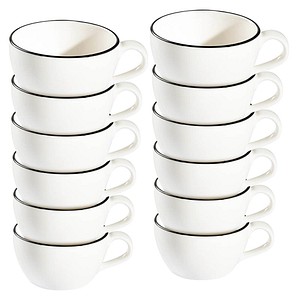 ID Fine Cappuccinotasse Modest Black Alzar weiß 0,2 l, 12 St.