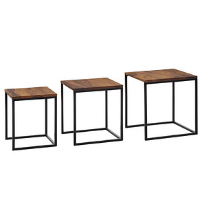 WOHNLING Beistelltische-Set quadratisch Massivholz sheesham, 1 Set