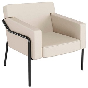 medso powered by PAPERFLOW Sessel MEDSO L creme schwarz Kunstleder 75,0 x 74,3 x 73,6 cm, 1 St.