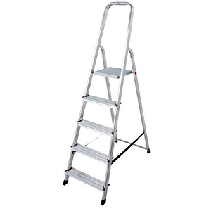 KRAUSE Stehleiter einseitig CORDA silber 5 Stufen, H: 175,0 cm