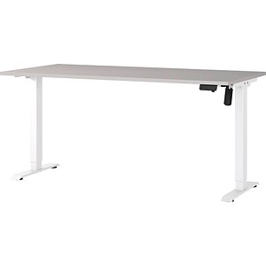 GERMANIA Boras höhenverstellbarer Schreibtisch kaschmir rechteckig, T-Fuß-Gestell weiß 160,0 x 80,0 cm