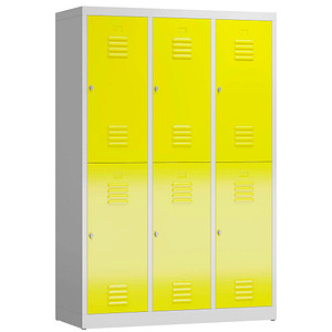 ClassiX Spind lichtgrau, zinkgelb X-523236, 6 Schließfächer 118,5 x 50,0 x 180,0 cm